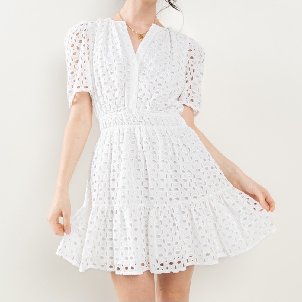 Boho Cotton Eyelet Tiered  Dress